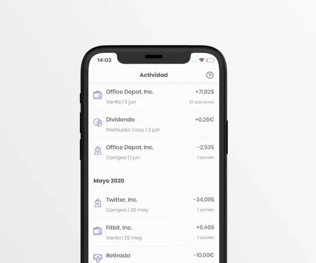 Historial de movimientos en Ninety Nine